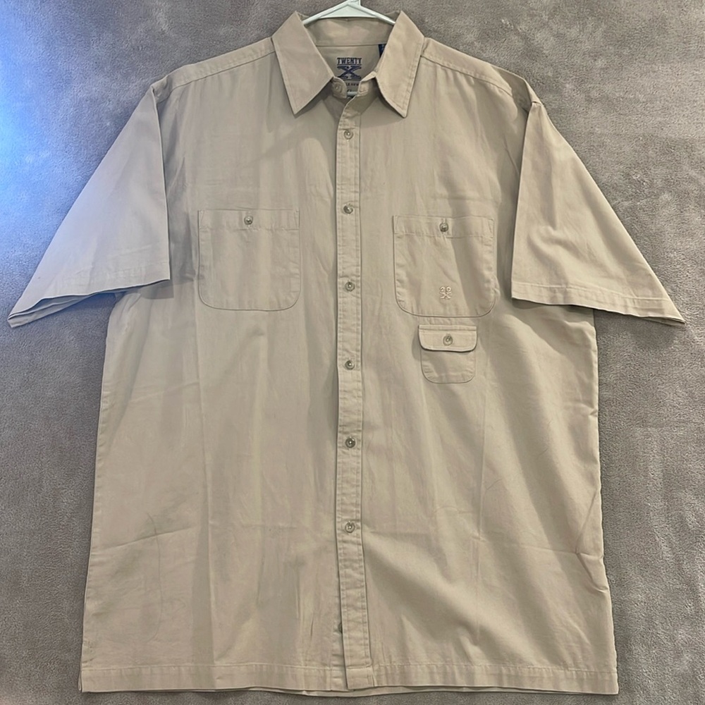 Twenty X 20X Wrangler short‎ sleeve button up shirt 3 pockets men XL Tan cowboy